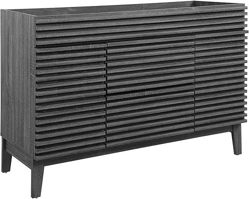 Vista 22 de Modway Render - Mueble de baño de estilo moderno de mediados de siglo con lavabo, color blanco y negro