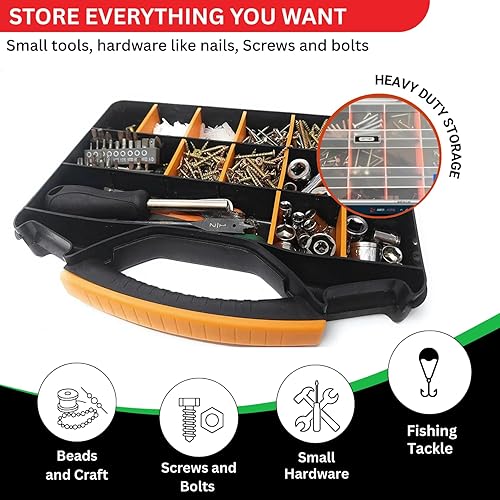 Miniatura 5 de Andalus - Caja de almacenamiento con 18 compartimentos, caja organizadora de piezas pequeñas de herraje, hecha de plástico duradero, excelente para