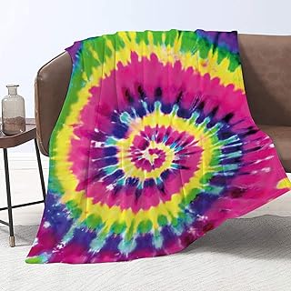 Paready Rainbow Tie Dye Painting Blanket, Soft Flannel Throw Blanket Suit All Season Cozy Lightweight Blanket for Kids Girls Boys Travel Camping Picnic for Room Sofa Unique Gifts for Adults 50