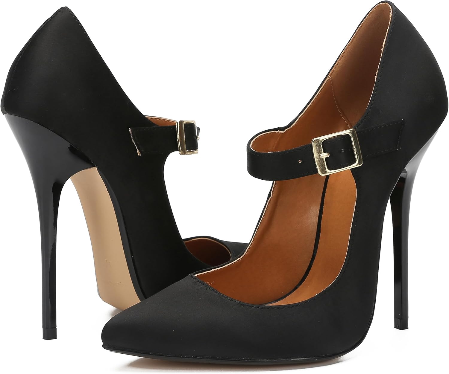 MAIERNISI JESSI Unisex Men's Women's Pointed Toe Stiletto High Heel Buckle up Pumps