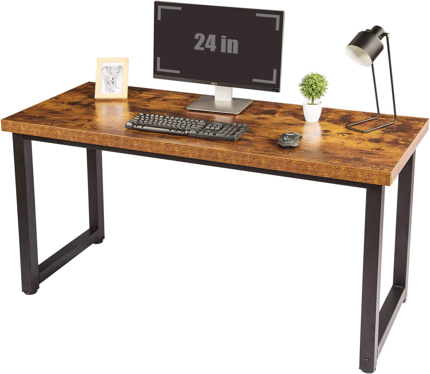 Computer Desk 59 inch Large Office Desk, Gaming Desk Writing Desk, Large Legroom, Metal Frame, 1.88" Thickness Desktop (Rustic Brown)