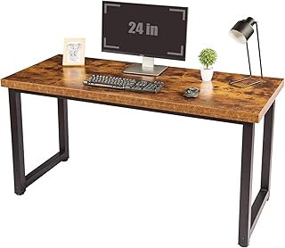 TOPSKY Computer Desk 59 inch Large Office Desk, Gaming Desk Writing Desk, Large Legroom, Metal Frame, 1.88" Thickness Desktop (Rustic Brown)