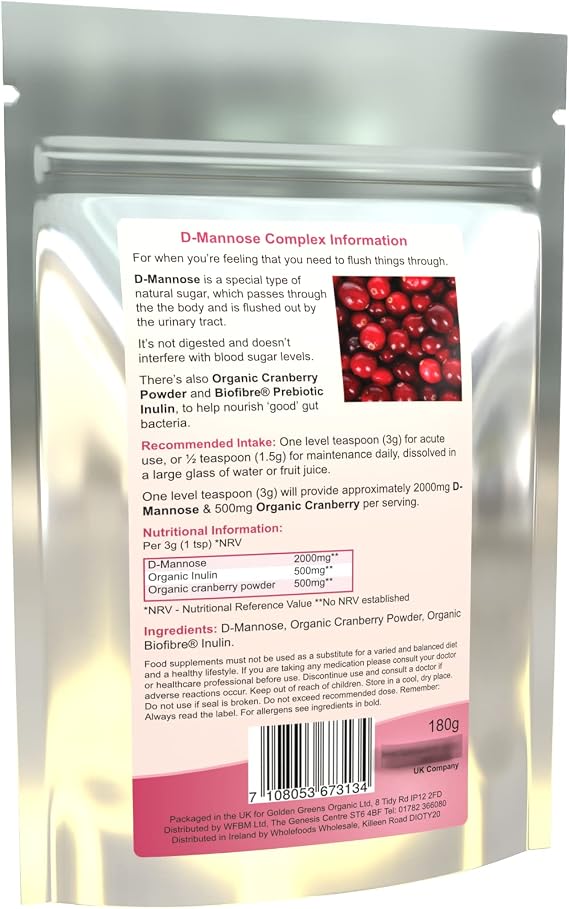 Golden Greens DMannose Complex with Organic Cranberry 60 Servings, 1 Count