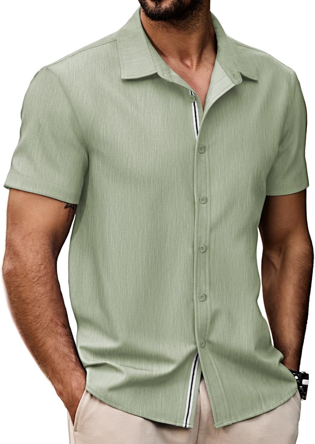 HMIYA Mens Shirt Short Sleeve Dress Business Casual Beach Shirt S-3XL 2026 New