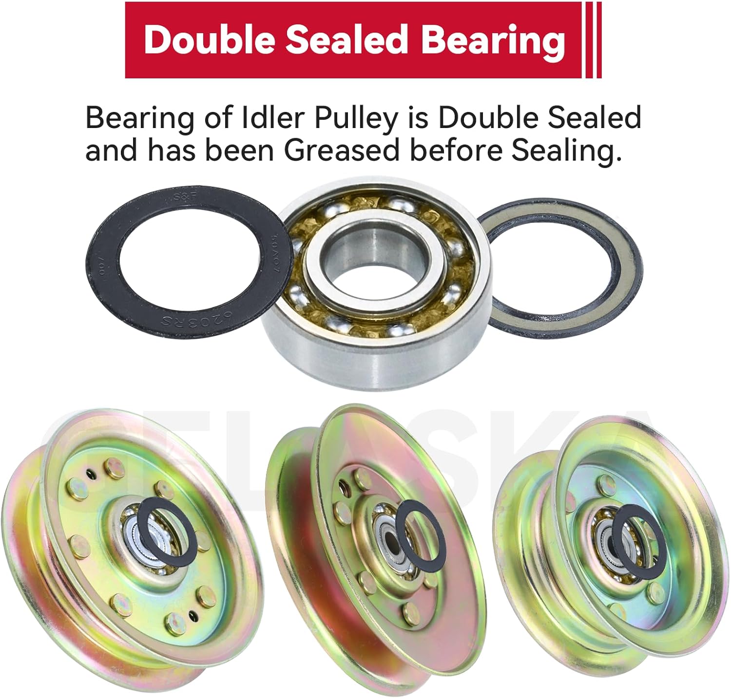GELASKA 175820 Idler Pulley with 177968 Idler Pulley 193195 V Pulley Replaces 532175820, 539107620, 596481401, 193197, 532193197, 532177968, 175080, 181775, 189993, 532175080, 532181775, 532184058