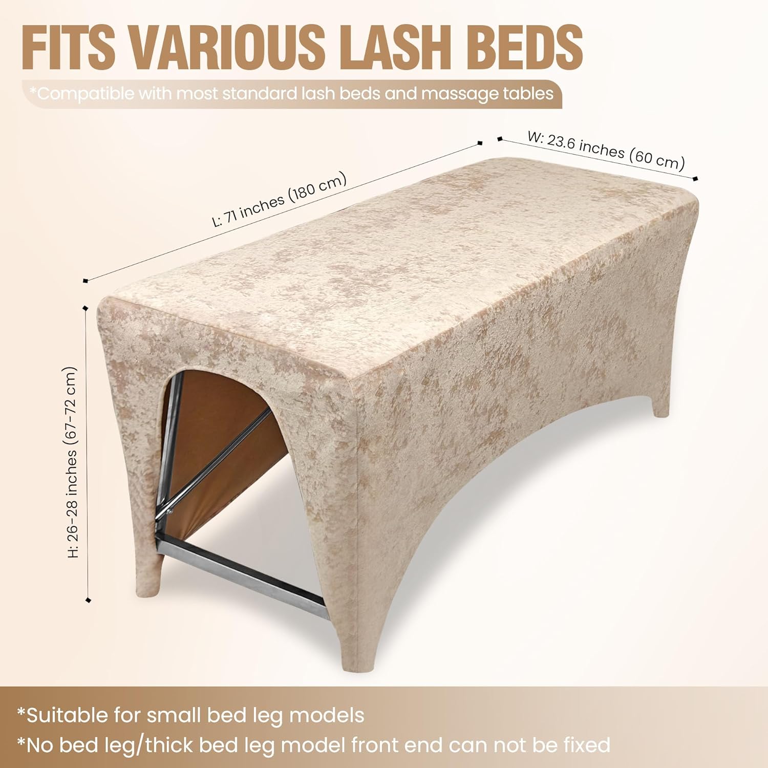 Lash Bed Foam Topper Cover, Massage Table Cover, Ergonomic Curved Mattress Topper Cover for Beauty Salon
