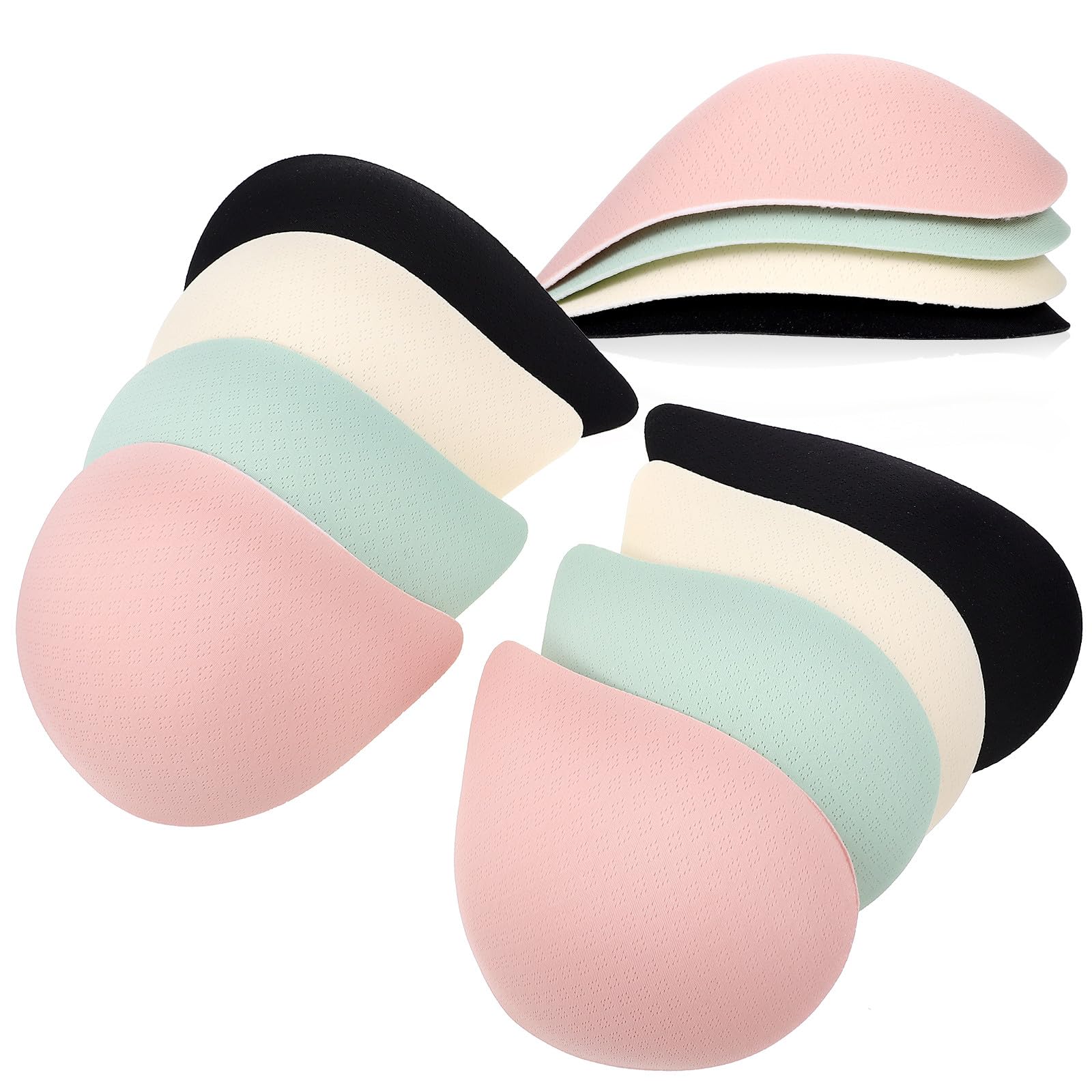 ORFOFE Almohadillas para Sujetador Desmontables y Lavables 12 Pares Xxl Insertos Flexibles en Poliéster y Fibra Elástica Colores Verde Negro Beige Rosa para Blusas sin Tirantes y Bikinis