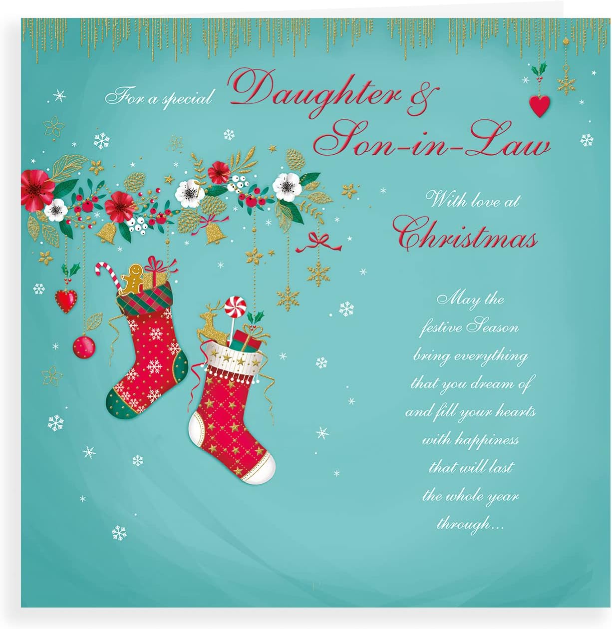Piccadilly Greetings Christmas Card Son & Daughter in Law - 9 x 6 inches - Regal Publishing, C85491