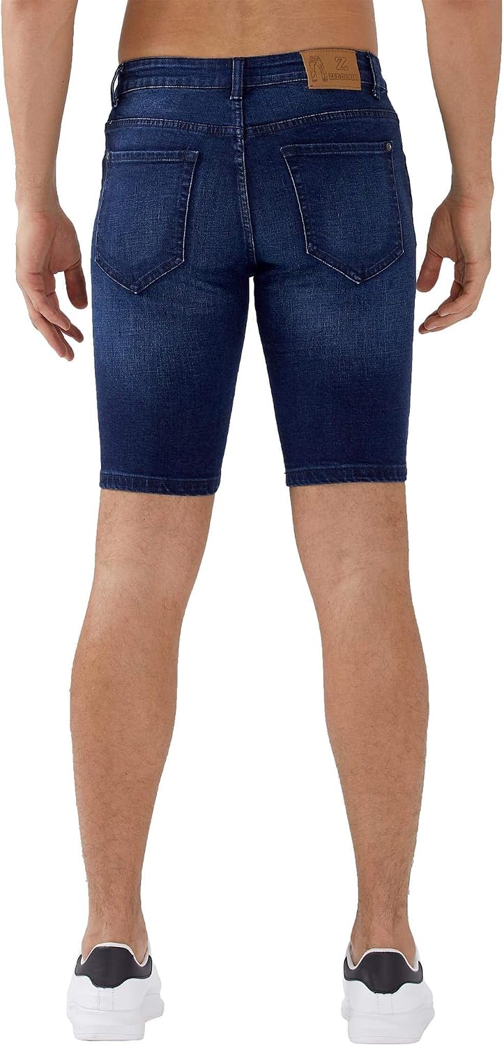 ZLZ Slim Ripped Jean Short for Men, Men's Casual Stretch Slim Fit Denim Short