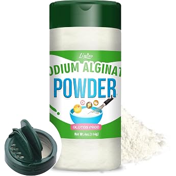 114 g Sodium Alginate Powder 100% Pure Sodium Alginate with Pure Food Grade for Caviar Balls Chopping Breaks Natural Gel Agent Thickener and Stabiliser for Desserts Ice Cream