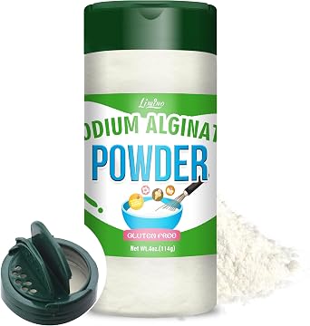114g Sodium Alginate Powder, 100% Pure Food Grade Sodium Alginate Powder for Making Luxurious Caviar Spheres, Meatloaves, Natural Gelling Agent Thickener and Stabilizer for Desserts, Ice Cream