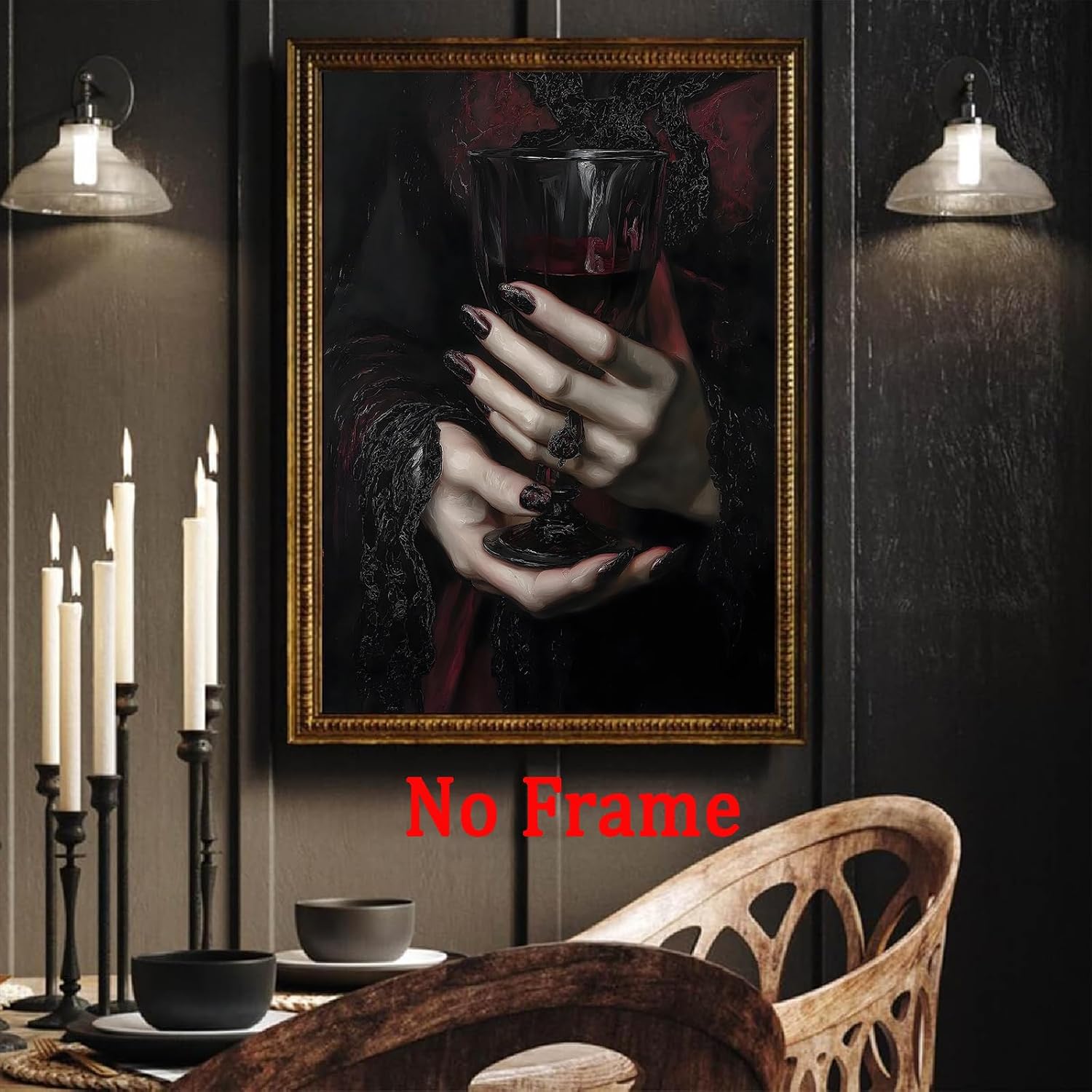 Spooky Halloween Canvas Wall Art Gothic Vampire Poster Dark Academia Aesthetic Print Vintage Vampire Wall Art Clawed Hands Dracula Poster Gothic Moody Witchy Print Spooky Goth Picture 16x24in No Frame