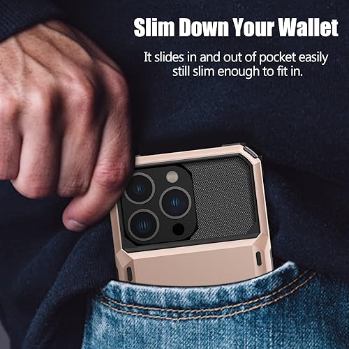 Miniatura 7 de Nvollnoe Funda para iPhone 13 Pro con tarjetero almacena 5 tarjetas Funda tipo cartera de doble capa resistente a prueba de golpes con ranura oculta