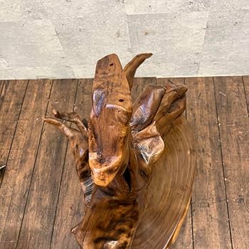 Amazon.co.jp: 和モダン 流木オブジェ 置物 台座付き 縁起物