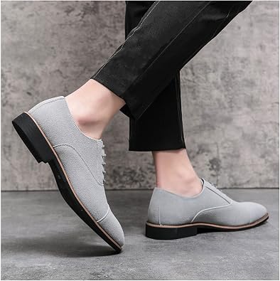 JHYUUKAU Chaussures Costume Homme Daim Oxfords Et Derbies à Lacets