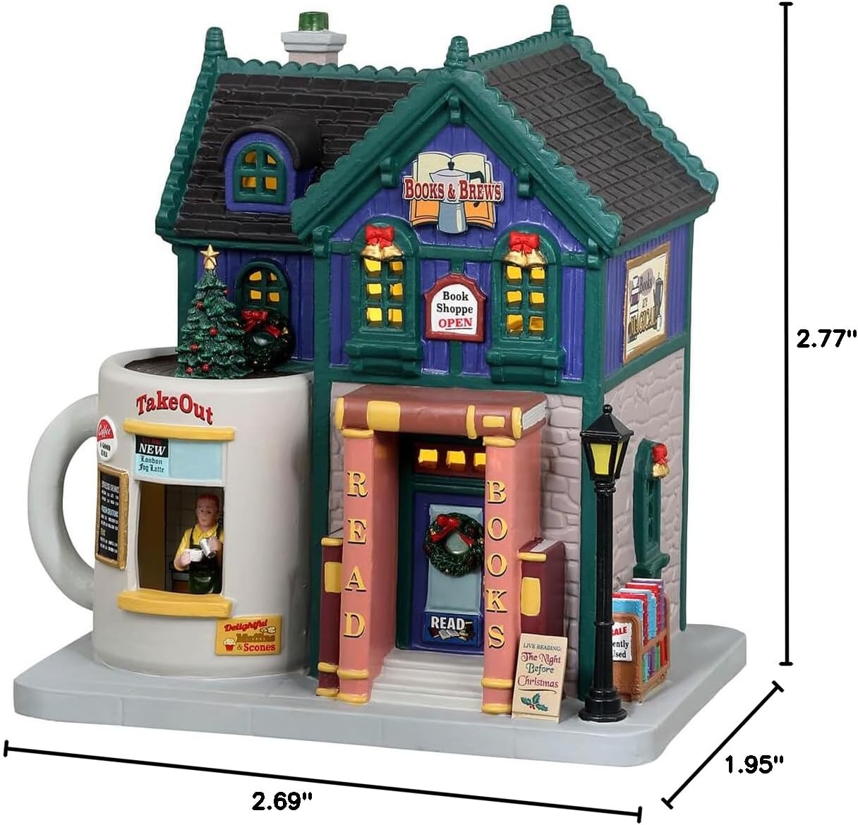 Lemax 35038 Caddington Village Lighted Building: Books & Brews Café