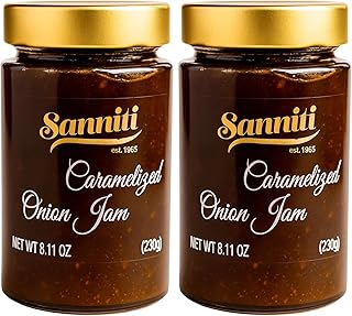 Sanniti Caramelized Onion Jam – Sweet & Savory Gourmet Spread – Perfect for Cheese Boards, Meats, and Sandwiches – 8.11 oz (230g) Jar (Pack of 2)