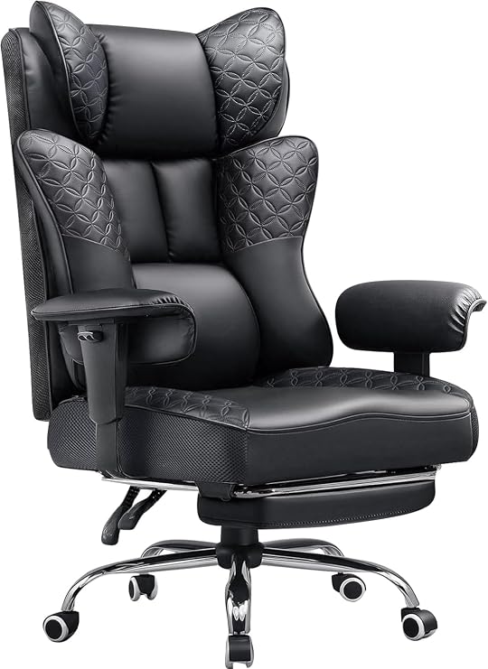 GTPLAYER CH610-BLACK Gaming Chair, Office Chair, Elegant Embossed Design, Built-In Pocket Coils, Waist Cushion, Prevents Lower Back Pain, Chair, 150 Degree Reclining, Elevating Armrest, Premium PU Leather, Doesn't Get stuffy, Sitting on the Couch, Telework, No Fatigue, President Chair, Reclining, Wide Seat Surface