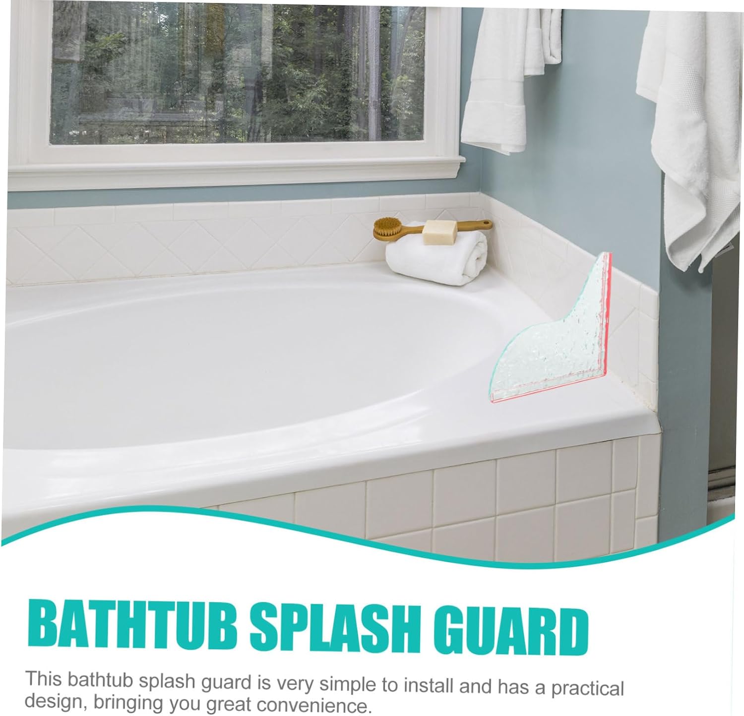 Veemoon Tub Splash Guard Baffle Acrylic Corner Splash Guard for Bathtub Washbasin