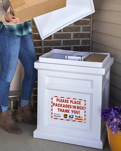 Miniatura 2 de ALKB Cartel de entrega de paquete de aluminio libre de óxido de 8 x 12 pulgadas para uso al aire libre  Please Place Paquetes en caja Thank You for