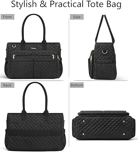 Miniatura 8 de Teacher Bags for Women, 15.6 inch Laptop Work Tote Nurse Bible Bag Quilted Shoulder Handbag for Work, Daily, School, Travel