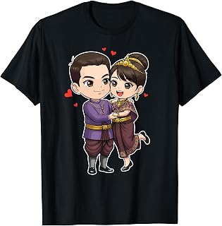 Sweet Khmer Cambodian Wedding Chibi Couple in Love T-Shirt