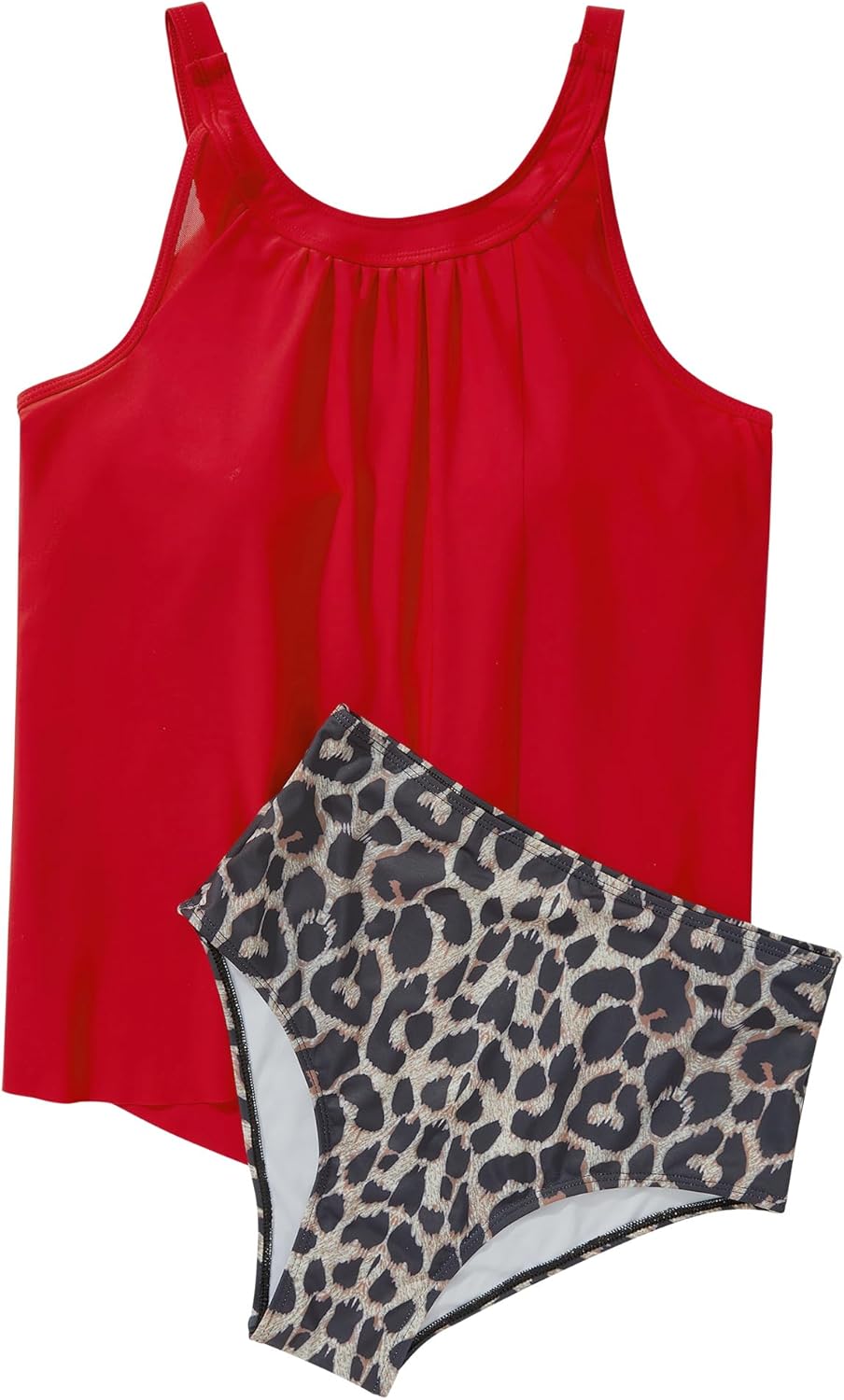 SUUKSESS Women Tummy Control Tankini Bathing Suit Ruffle High Waisted Swimsuit - Image 3