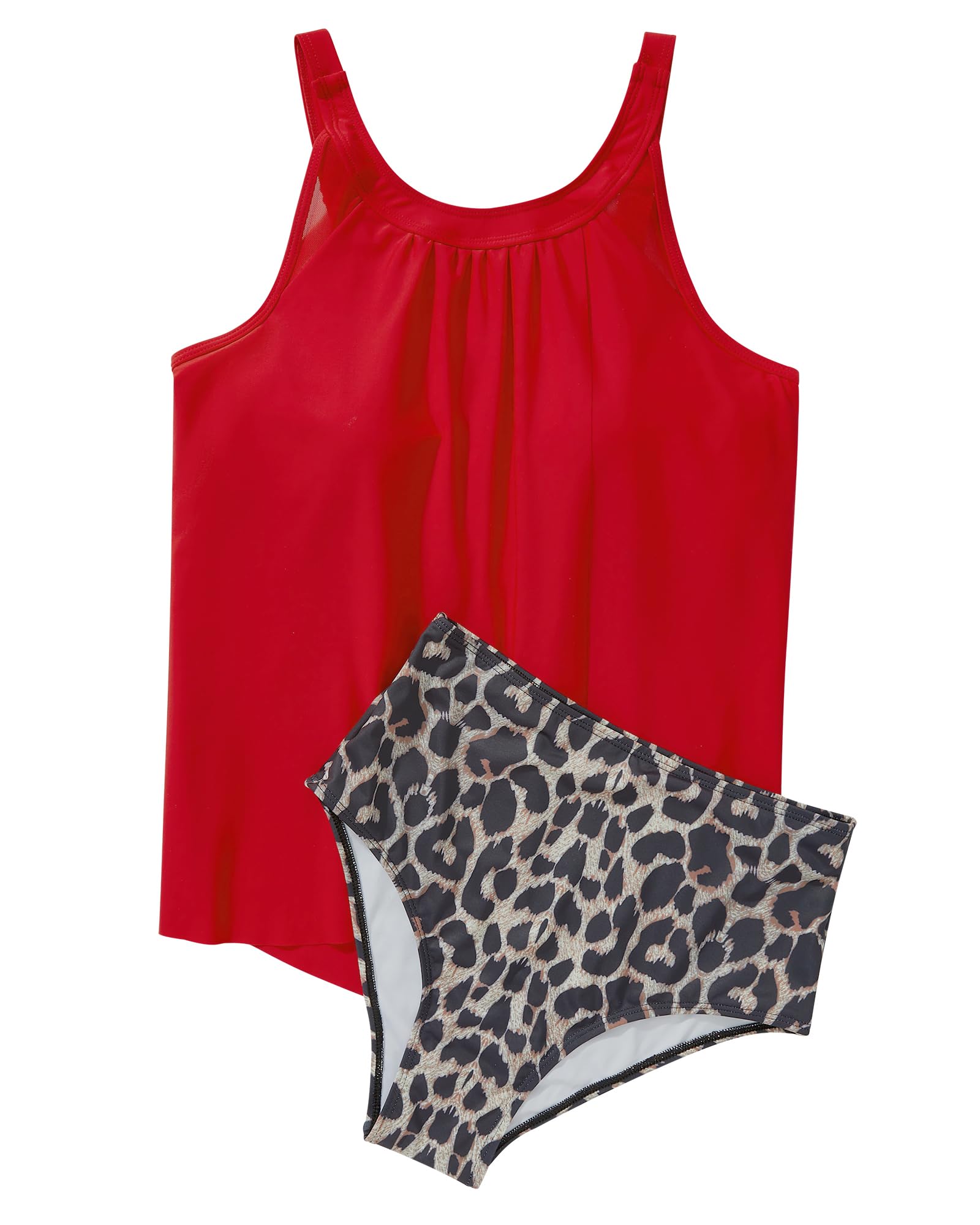 RXRXCOCO Tankini de Malla para Mujer, Cintura Alta, Traje de baño de Dos Piezas