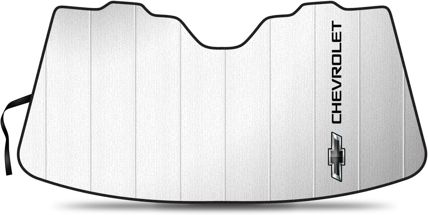 iPick Image for Chevrolet Black Logo Jumbo-Size Universal Fit Enforced Stand-Up Auto Windshield Sun Shade at Standard Size 59"x 30"