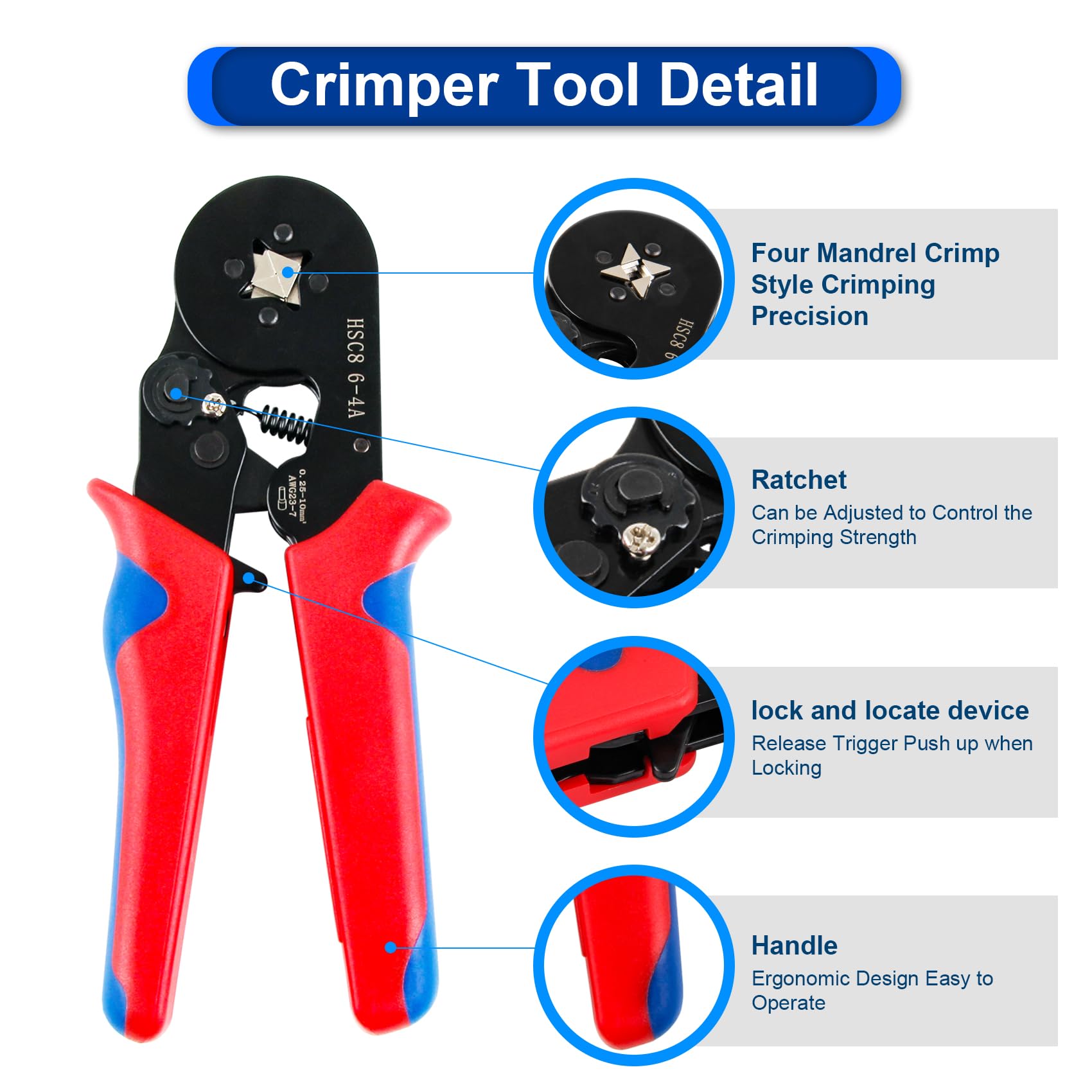 Crimpatrice Per Terminali A Filo Eclipse CP-462G Quadrata AWG 26-10