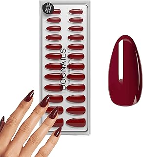 DOONAILS Soft Gel Press On Nails 30er Set Love Paris Almond Form Dunkelrot Nägel zum Aufkleben Full Cover in Salonqualität Fake nails soft gel Medium Natürliches & angenehmes Tragegefühl