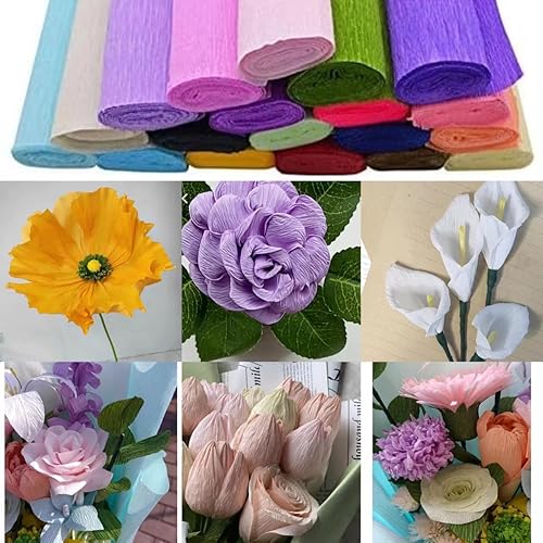 Miniatura 4 de Lmlliang Rollos de papel crepé - 250 × 9.8 in, para manualidades, papel de regalo, manualidades, cumpleaños, boda, vacaciones, papel flor (negro)