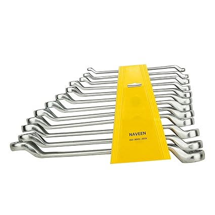 NAVEEN 12-piece Matte Finish Ring Spanner Set Anti-Slip & Anti-Corrosion properties, GREY Without Rack