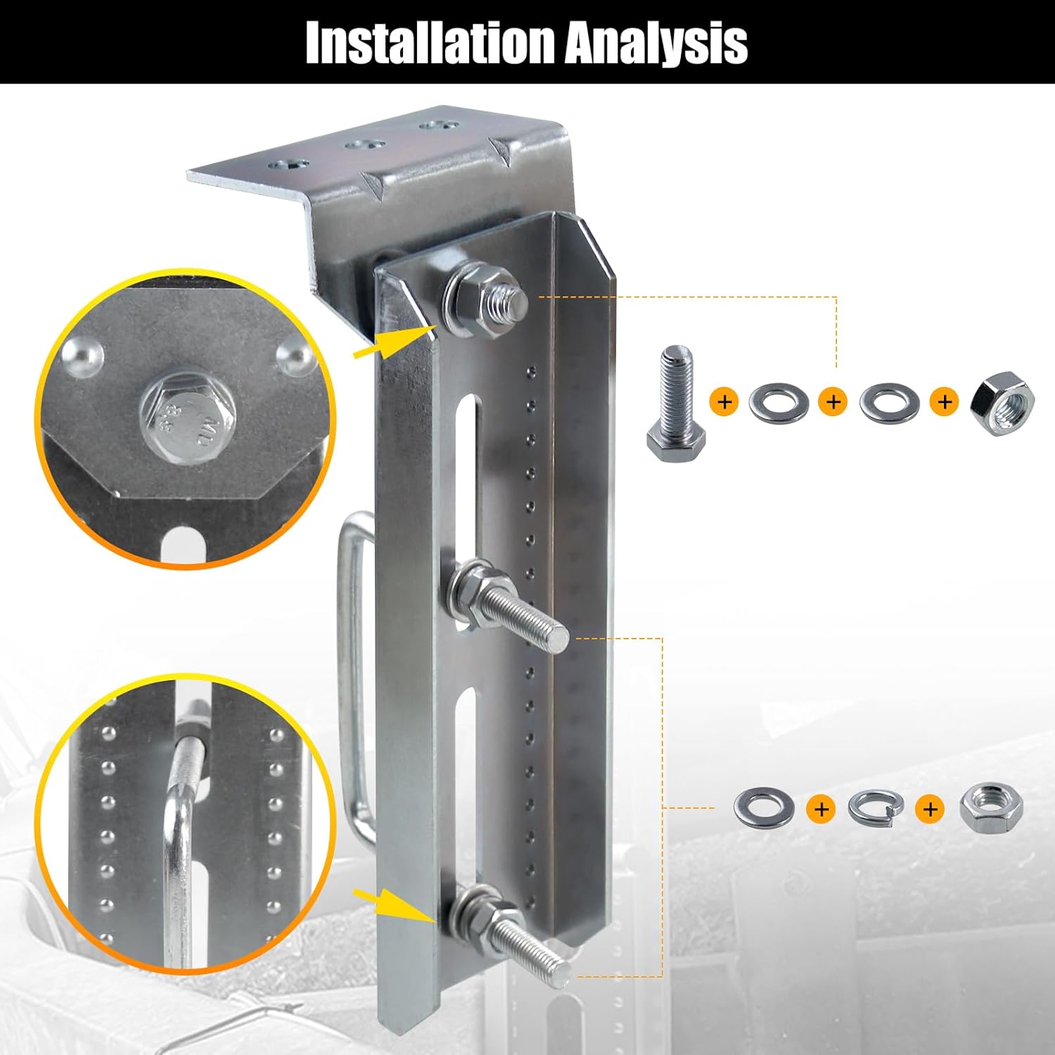 4 PCS 8" Boat Trailer Bunk Brackets Heavy Duty Galvanized Swivel Brackets Kit Fits 1.5"x3", 2"x3", 3"x3" Crossmembers - Marine Trailer Bunk Supports with Square U-Bolts