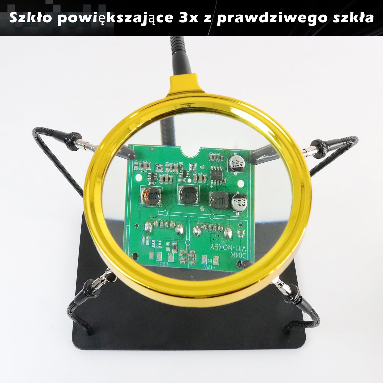 Trzecia Ręka do Lutowania 3x Lupa, Akcesoria do Modelarstwa, tonhui Lut-Uchwyt Płytki Drukowanych Narzędzie, Cztery Ramiona Trzecia Ręka Rękodzieło Biżuteria Hobby Warsztat Stacja Pomocy