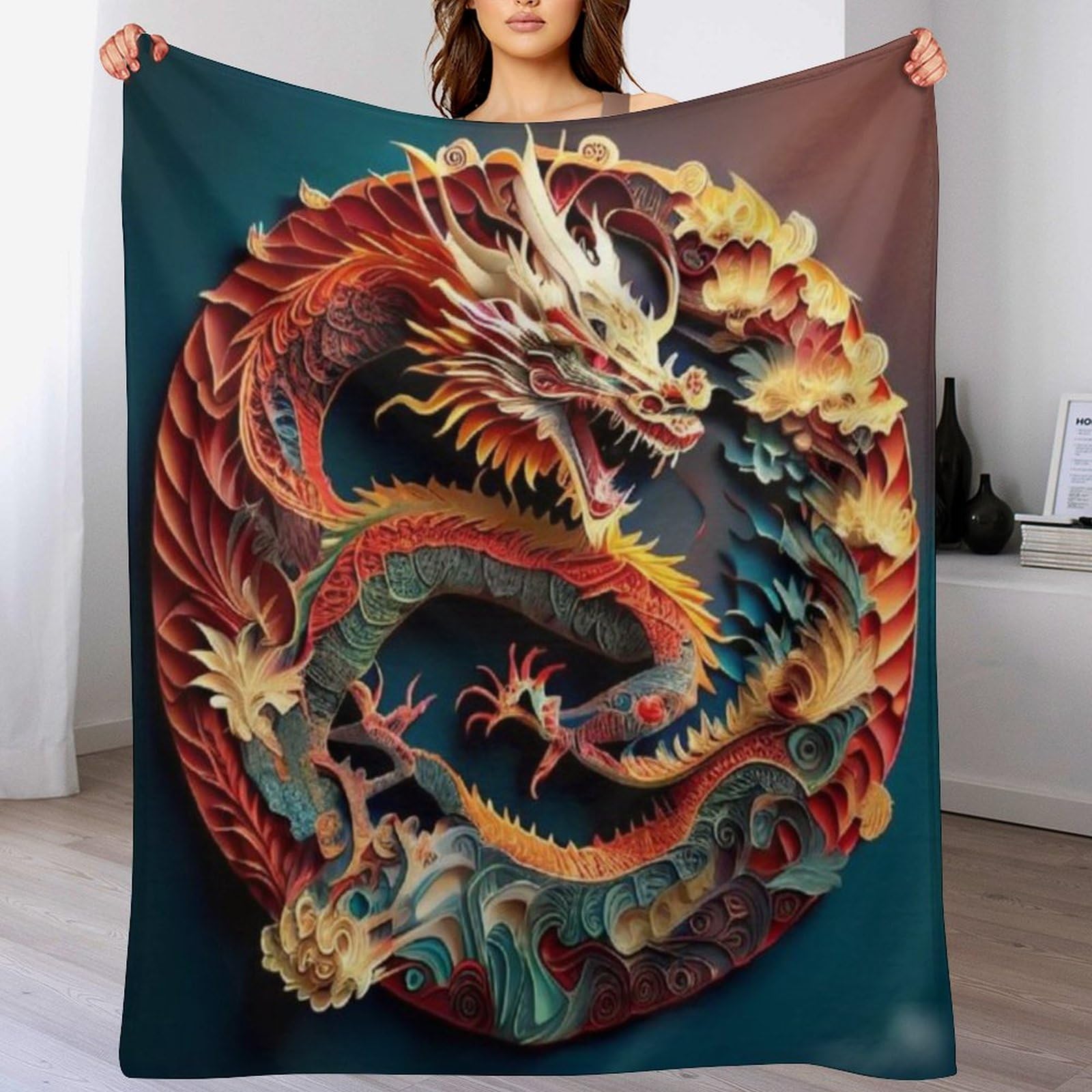 Colcha de franela de dragón para tardes de películas en el sofá de casa 1
