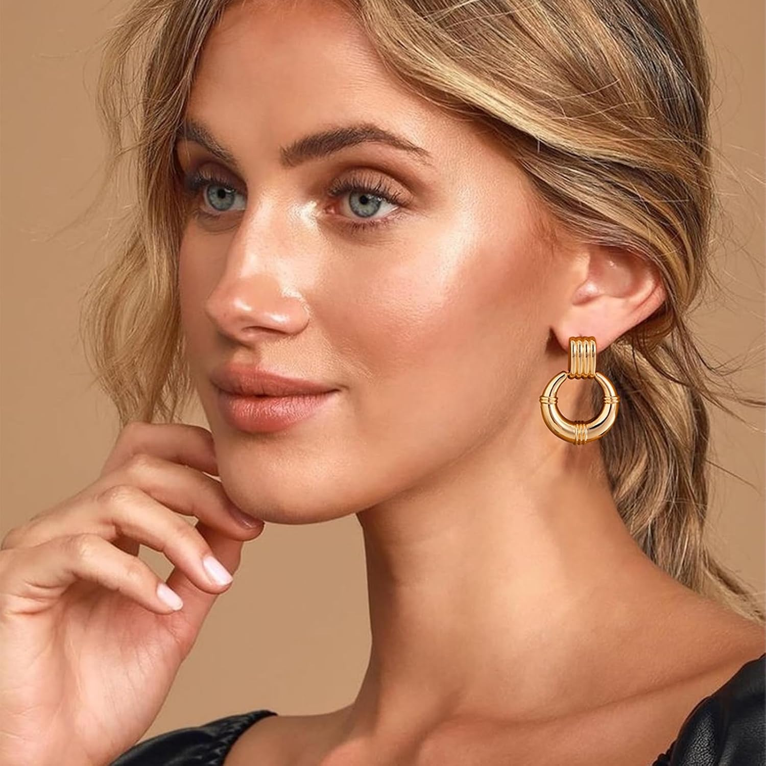 Apsvo Gold/Silver Earrings for Women, Chunky Hoop Earrings Statement Earring Lightweight Drop Dangle Earring Trendy Jewelry - Image 7