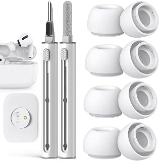 Pohgelan Compatível com AirPods Pro 2ª/1ª geração de pontas auriculares de substituição, com orifício de redução de ruído e tela protetora de poeira integrada, para estojo de carregamento USB-C com