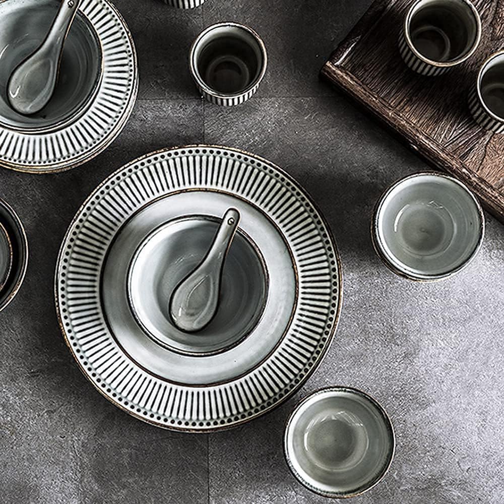 10人用ディナーウェアセット、北欧レトロスタイルのプレートとボウルセット、セラミック食器セット、38ピースキッチンプレートセット、食