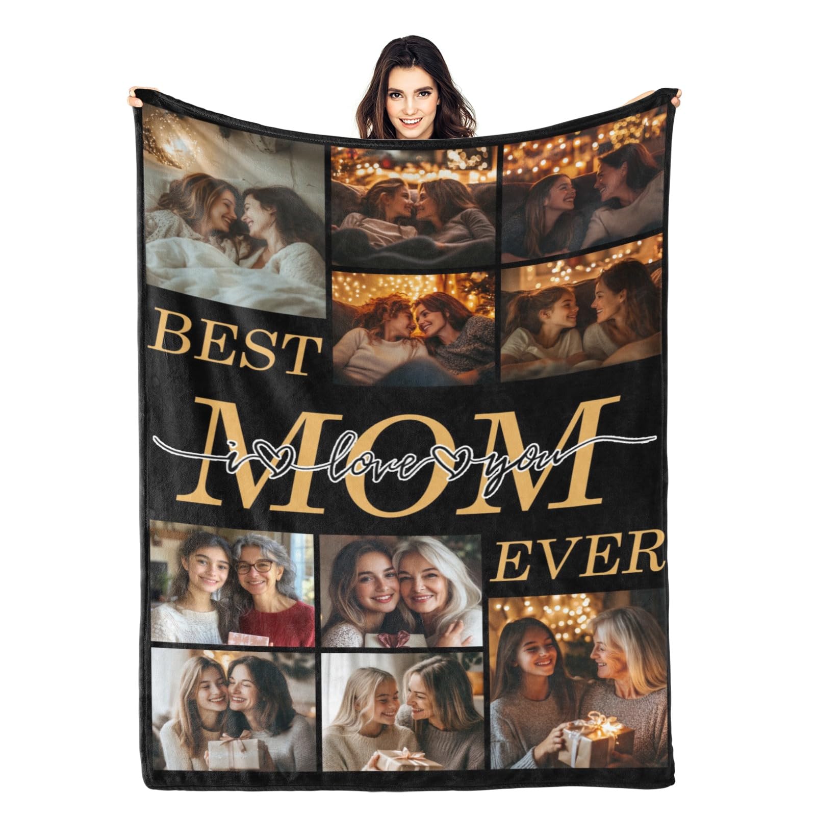 TTMIZA Mom Blanket for Mothers Day from Daughter Son,Custom Photo Personalized Picture Gifts for Mom Mothers Day Christmas Birthday Gifts for Wife
