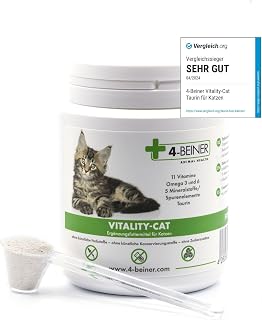 4-BEINER Vitality-CAT,11 Vitamine, Omega 3 6, Taurin & Mineralstoffe Katze