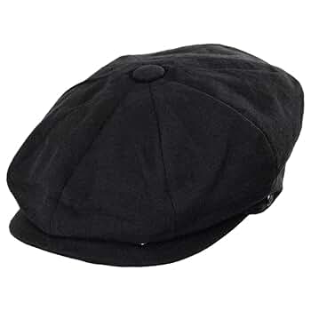 Jaxon Linen and Cotton Newsboy Cap (XX-Large, Black) at