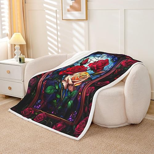 Miniatura 95 de Manfei Pink Flower Throw Blanket Watercolor Floral Leaves Print Fleece Blanket Plants Wildflower Cozy Throws for Bed Couch Sofa,Kids Boys Girls Room