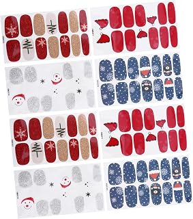SUPVOX 8 Folhas De Adesivos De Arte De Unhas De Natal Adesivos De Natal Adesivos De Cores Adesivos De Capa Completa Tiras De Unhas Para Meninas Tiras De Inverno Esmalte De