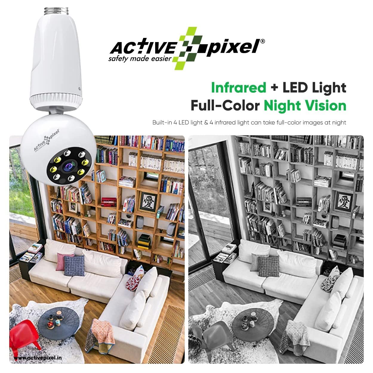 Infrared and LED Light Full-Color Night Vision