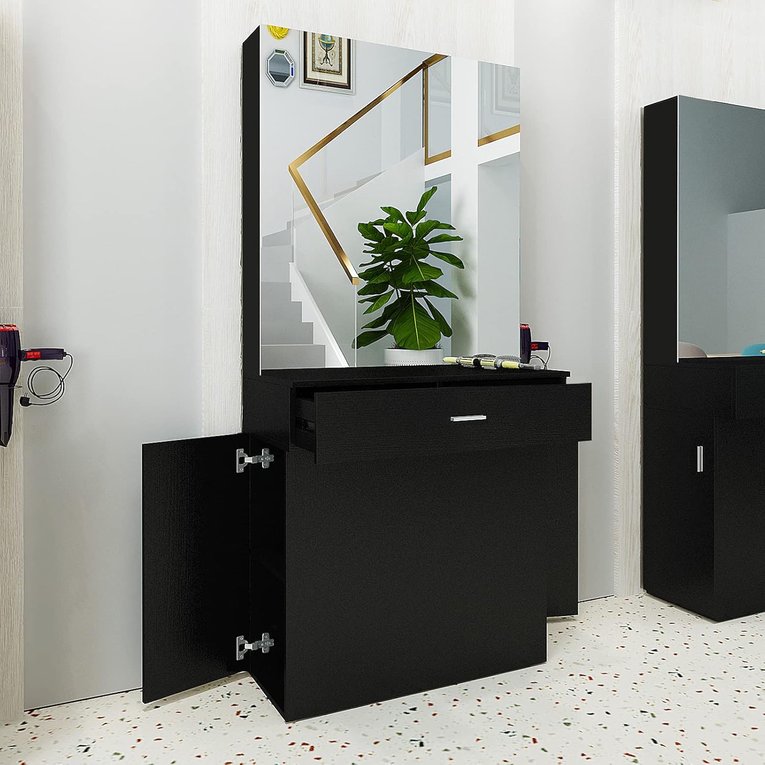 Artist Hand Wall Mount Salon Station Barber Stations Styling Station with Mirror Barber Beauty Spa Salon Equipment : Beauty & Personal Care