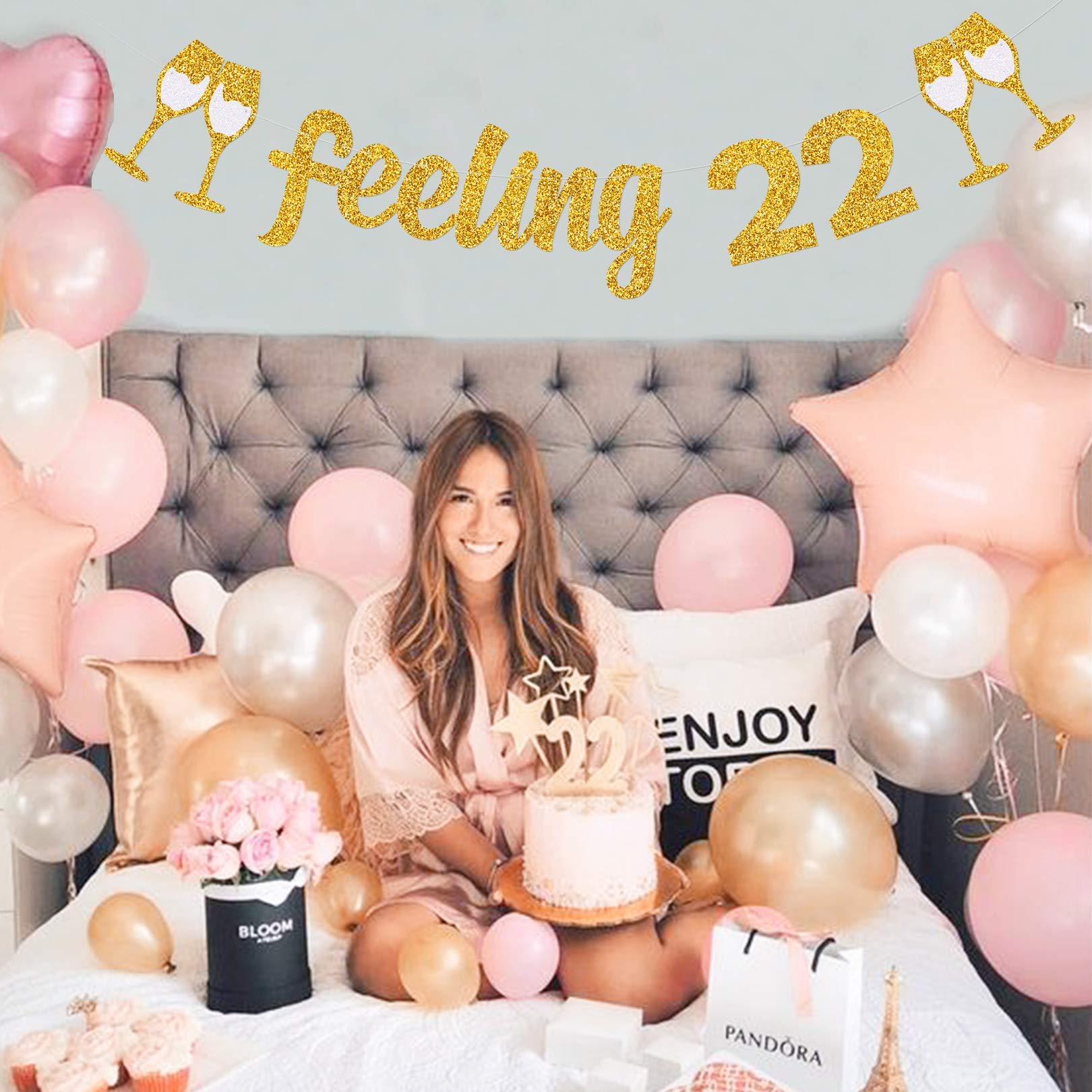 Festiko Feeling 22nd Birthday Banner Beer Theme Party Decoration Supplies for Boys Girls Adults Birthday Anniversary Drinking Age Celebration Party Decor Hanging Banner Photo Booth Props Glittery 4