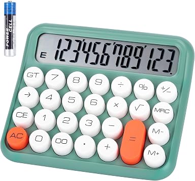 Basic Standard Calculator- Large 5-Inch 12 Digit LCD Display, Big Button Mechanical Switch Calculator for School Home Use Office Supplies, Automatic Sleep, Green
