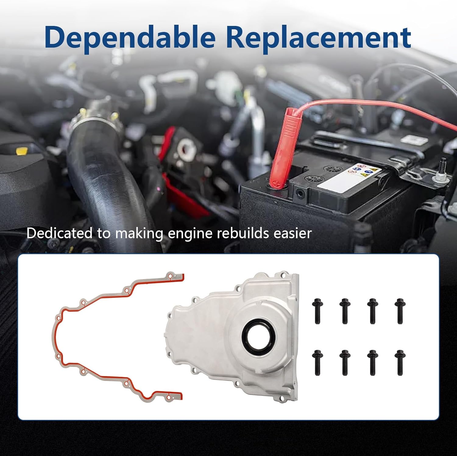 LS Front Timing Cover with Gasket Kit Compatible with GM Gen III LS1 LS6 4.8L 5.3L 5.7L 6.0L Engines