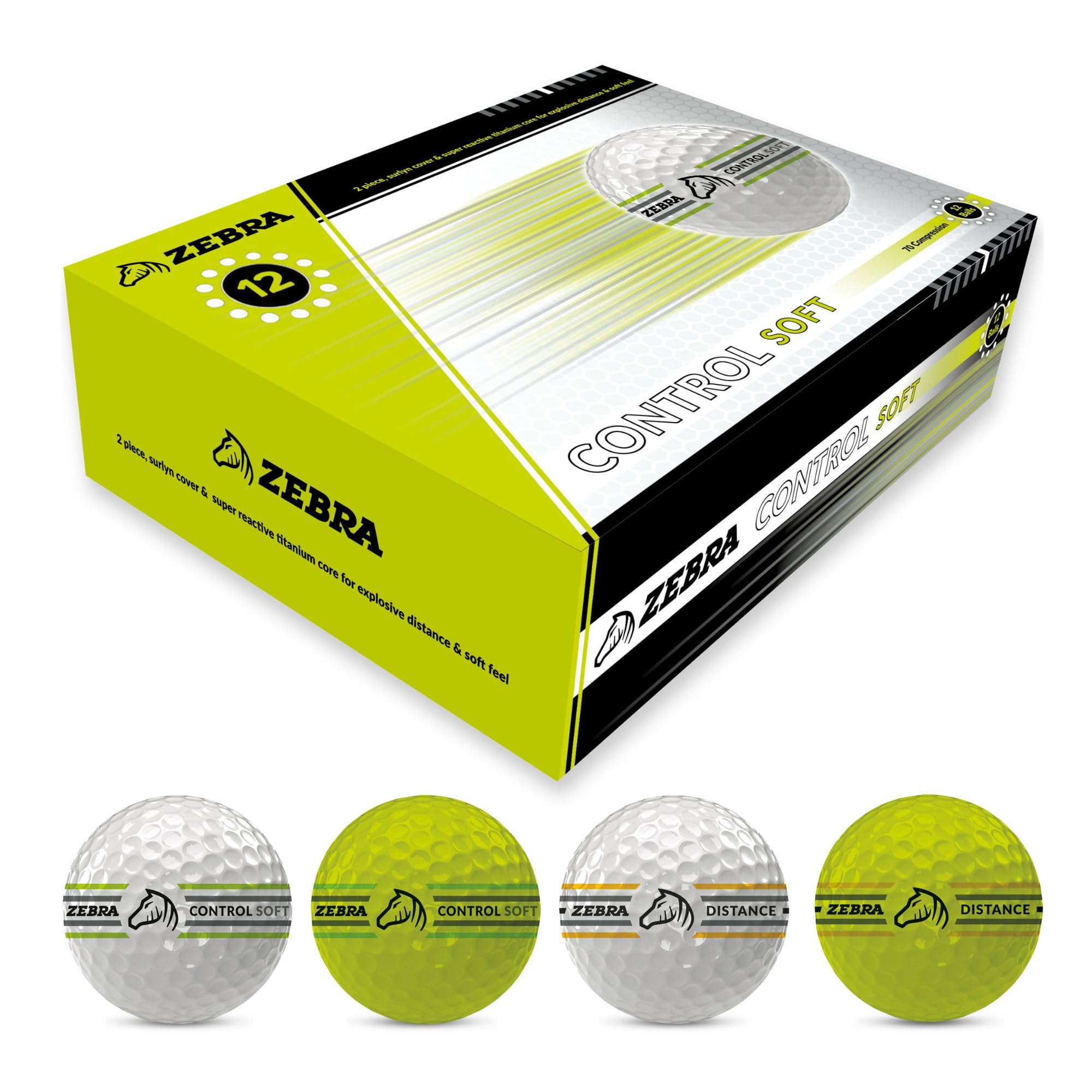 Brand Fusion Zebra Control Soft Golf Ball White Dozen